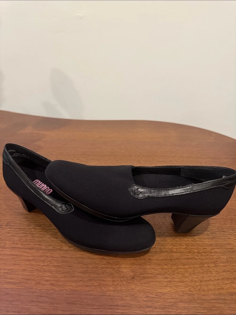 Munro Black Slip-On Mid Heel Pumps